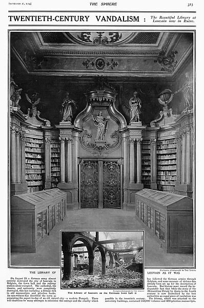 The library at Louvain ruined during WW1