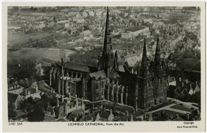 Framed Print : Lichfield Cathedral from the air - Lichfield, Staffordshire Framed Print : Lichfield Cathedral from the air - Lichfield, Staffordshire