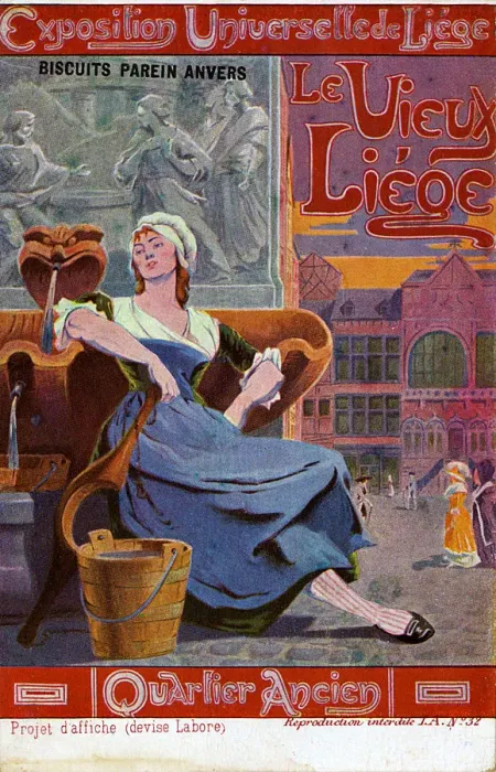 Framed Print : Liege Exhibition - A scene of life in Old Liege, Belgium