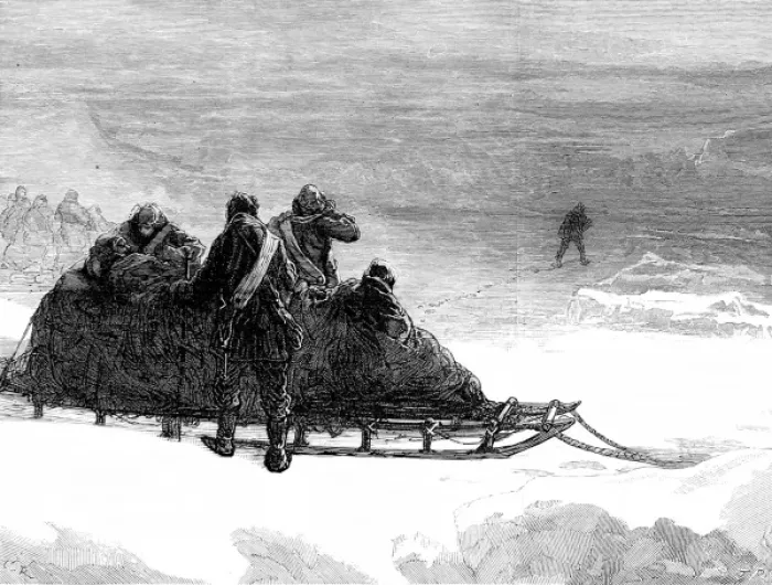 Framed Print : Lieutenant Parr sets out to find help for the Northern Sledg Framed Print : Lieutenant Parr sets out to find help for the Northern Sledg