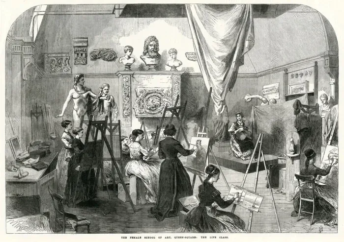 Framed Print : Life class at the Royal Female School of Art 1868 Framed Print : Life class at the Royal Female School of Art 1868