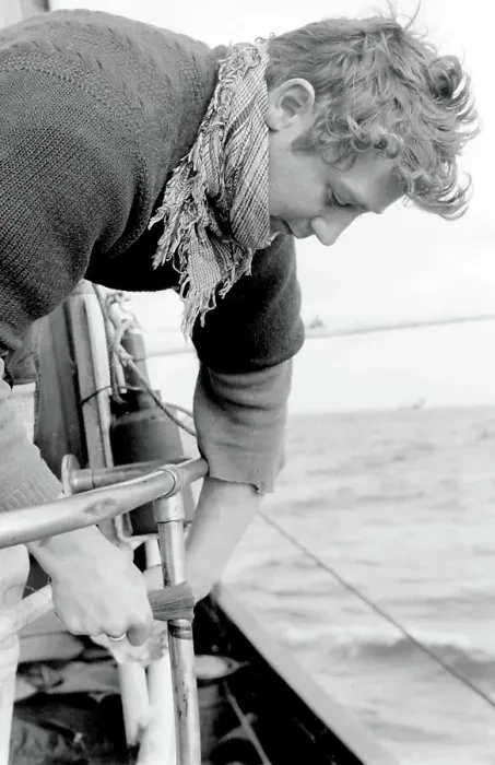 Framed Print : Life on a North Sea trawler - man at work on deck. Date: 1960s Framed Print : Life on a North Sea trawler - man at work on deck. Date: 1960s