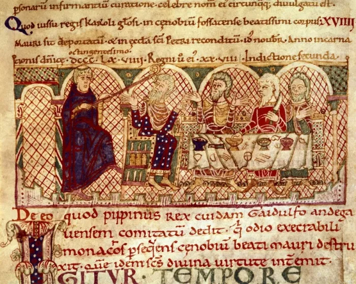 Framed Print : Life of Saint Mauro. 12th c. Saint Mauro hits Framed Print : Life of Saint Mauro. 12th c. Saint Mauro hits
