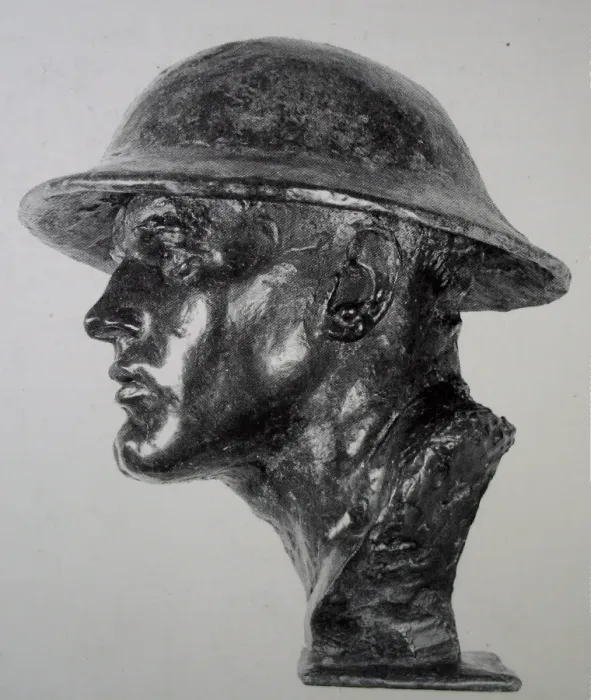 Framed Print : Life size head of a WWI Tommy wearing a Brodie Helmet Framed Print : Life size head of a WWI Tommy wearing a Brodie Helmet
