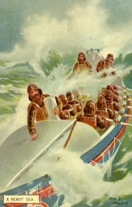 Framed Print : Lifeboat. Lifeboatmen experiencing heavy seas. Date: 1904 Framed Print : Lifeboat. Lifeboatmen experiencing heavy seas. Date: 1904