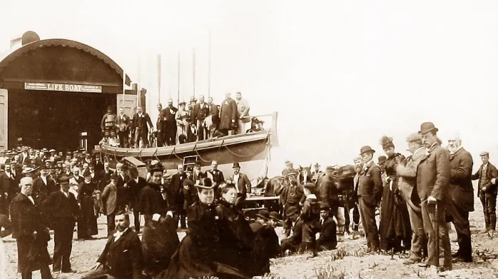 Framed Print : Lifeboat Demonstration Day early 1900s Framed Print : Lifeboat Demonstration Day early 1900s