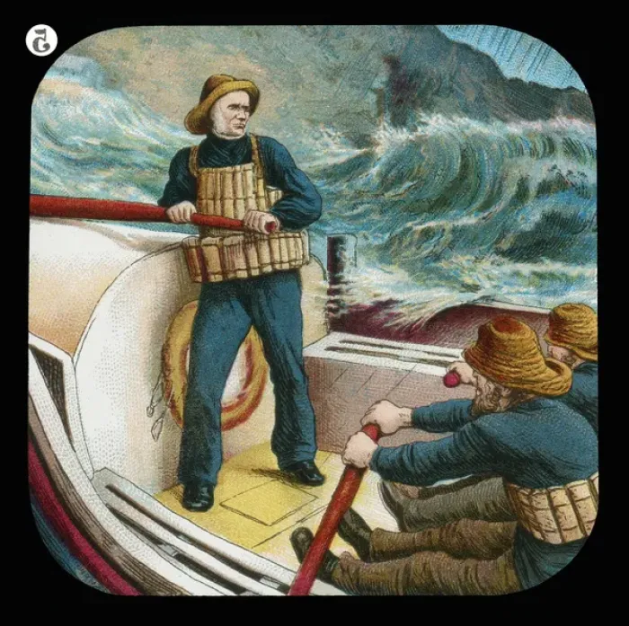 Framed Print : Lifeboat men in a rough sea Framed Print : Lifeboat men in a rough sea