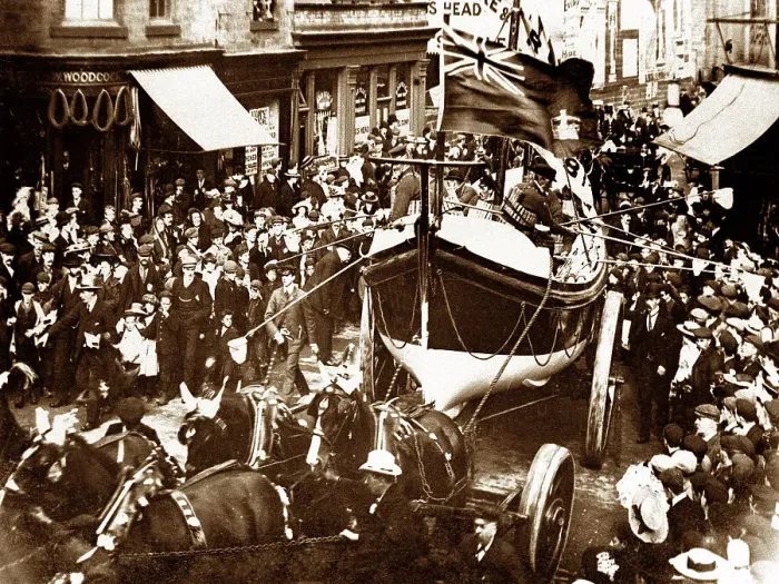 Framed Print : Lifeboat procession, Barnsley, early 1900s Framed Print : Lifeboat procession, Barnsley, early 1900s