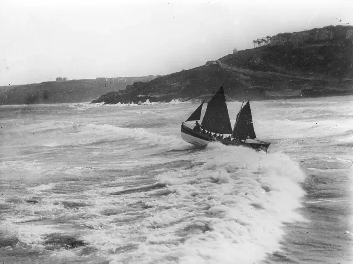 Framed Print : Lifeboat putting out to sea, St Ives, Cornwall Framed Print : Lifeboat putting out to sea, St Ives, Cornwall