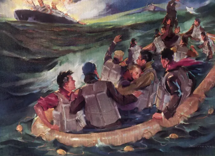 Framed Print : Lifeboat Signaling Date: 1941 Framed Print : Lifeboat Signaling Date: 1941