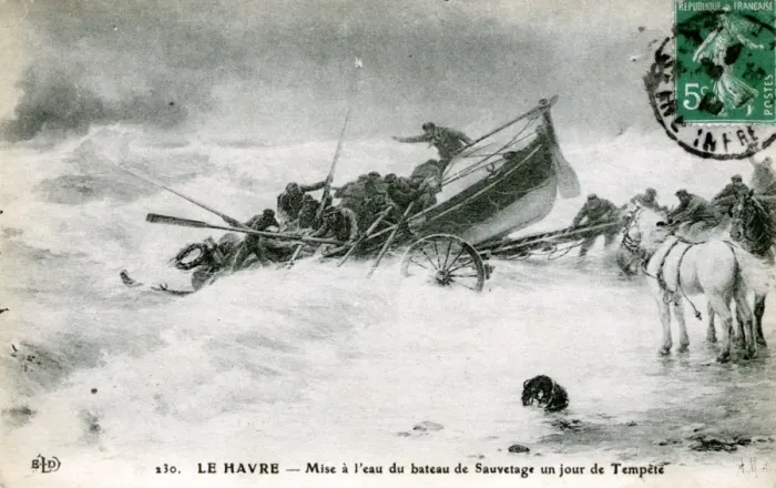 Framed Print : Lifeboat in a Storm, Le Harvre Framed Print : Lifeboat in a Storm, Le Harvre