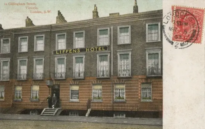 Framed Print : Liffens Hotel, Gillingham Street, London Framed Print : Liffens Hotel, Gillingham Street, London