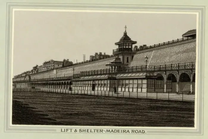 Framed Print : Lift & Shelter, Madeira Road, Brighton, Sussex Framed Print : Lift & Shelter, Madeira Road, Brighton, Sussex
