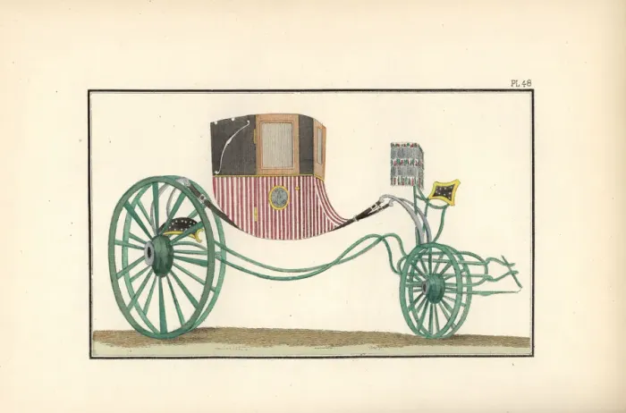 Framed Print : Light carriage called a diligence or voiture-coupe Framed Print : Light carriage called a diligence or voiture-coupe