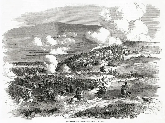 Framed Print : The Light Cavalry charge. Date: 25 October 1854 Framed Print : The Light Cavalry charge. Date: 25 October 1854