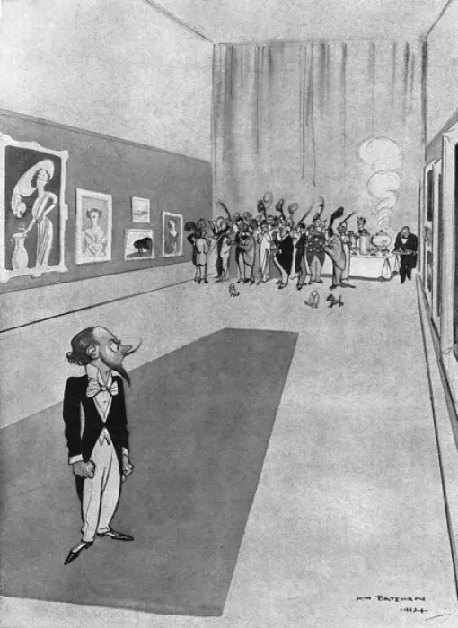 Framed Print : Light Refreshments, the Private View by H. M. Bateman Framed Print : Light Refreshments, the Private View by H. M. Bateman