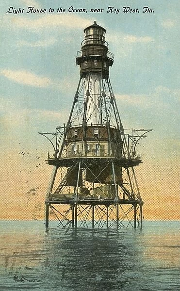 Lighthouse in ocean near Key West, Florida, USA
