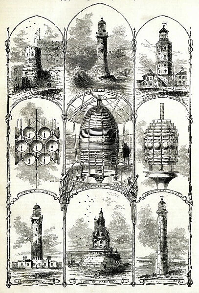 Nine lighthouses in different styles