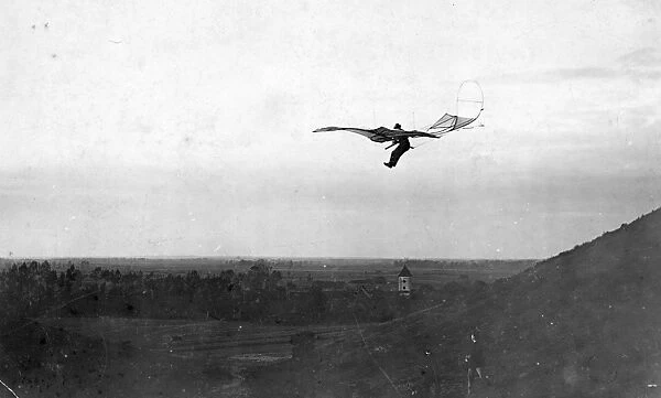 Lilienthal gliding from an artificial hill in 1893 or 1894