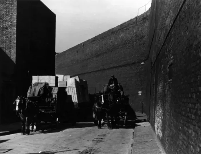 Framed Print : Limehouse. Scene in a Limehouse Street in London with two-horse coal cart Framed Print : Limehouse. Scene in a Limehouse Street in London with two-horse coal cart