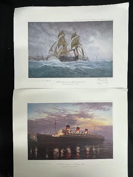Two limited edition prints of Cunard liners