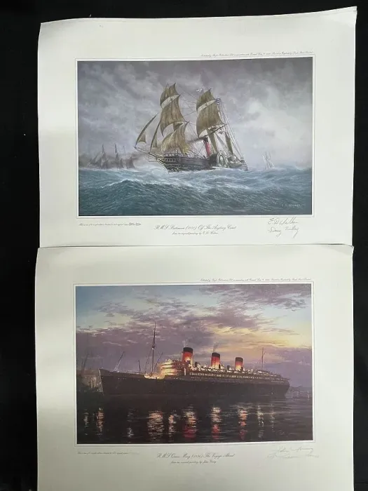 Framed Print : Two limited edition prints of Cunard liners Framed Print : Two limited edition prints of Cunard liners