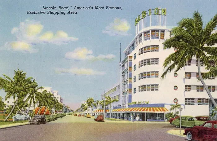 Framed Print : Lincoln Road, exclusive shopping area, Miami Beach, Florida, USA Date: 1941 Framed Print : Lincoln Road, exclusive shopping area, Miami Beach, Florida, USA Date: 1941