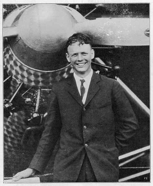 Lindbergh / Ilz 1927. Charles Augustus Lindbergh with the Spirit of St Louis