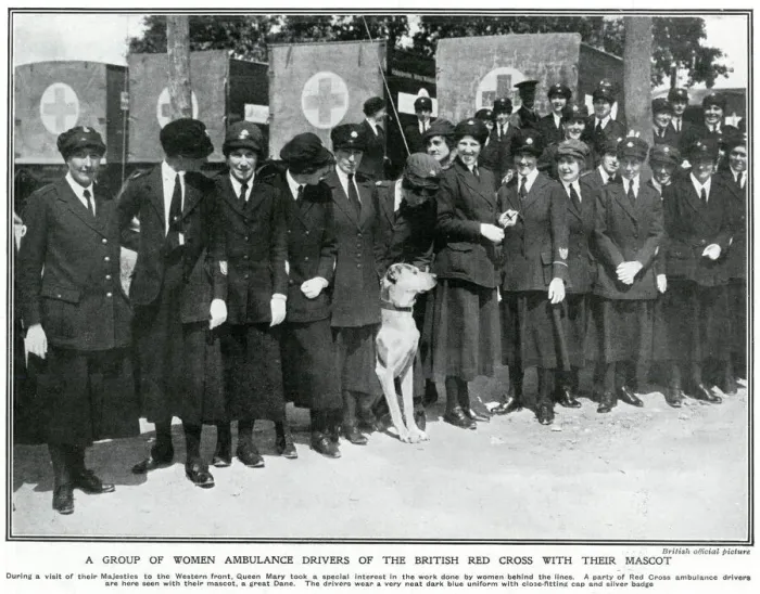 Framed Print : Line of female ambulance drivers 1918 Framed Print : Line of female ambulance drivers 1918
