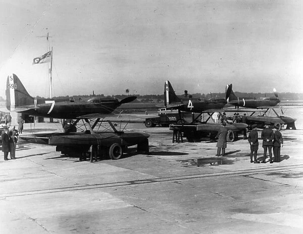 Line up of two Supermarine S6Bs and a S6A (centre)