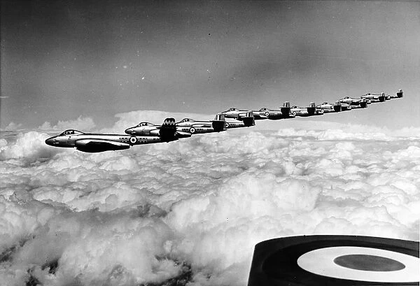 A line-up of Gloster Meteor F8s
