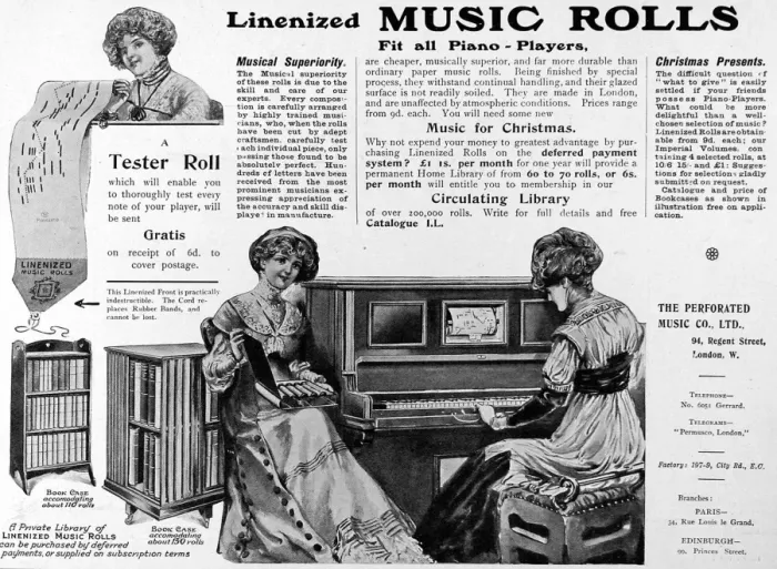 Framed Print : Linenized Music Rolls advert Framed Print : Linenized Music Rolls advert