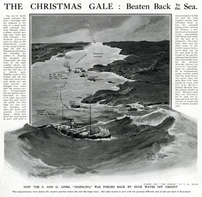 Framed Print : Liner Narrung in a gale by G. H. Davis Framed Print : Liner Narrung in a gale by G. H. Davis