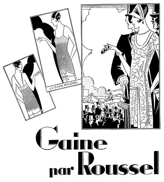 Lingerie. Advertisement for Gaine par Roussel undergarments depicting well