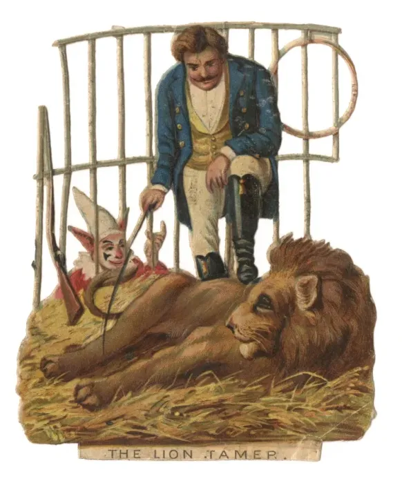 Framed Print : Lion Tamer & Docile Lion Framed Print : Lion Tamer & Docile Lion