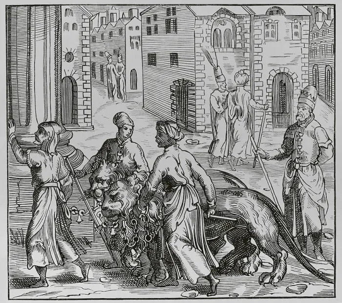 Framed Print : Lion trainers and sellers in Constantinople. Facsimile Framed Print : Lion trainers and sellers in Constantinople. Facsimile