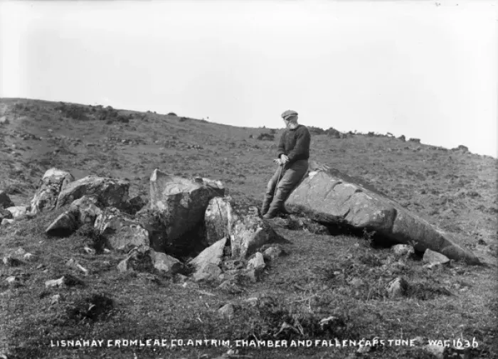 Framed Print : Lisnahay Cromlech Co. Antrim, Chamber and Fallen Capstone Framed Print : Lisnahay Cromlech Co. Antrim, Chamber and Fallen Capstone