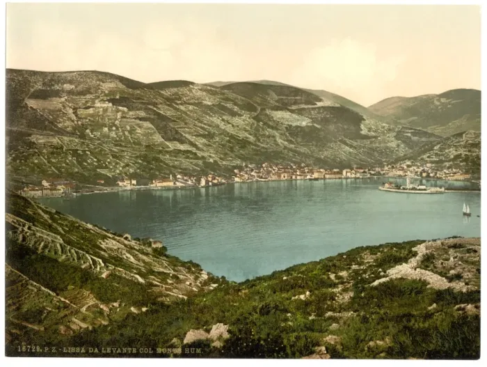 Framed Print : Lissa, from the east and Mount Hum, Dalmatia, Austro-Hungary Framed Print : Lissa, from the east and Mount Hum, Dalmatia, Austro-Hungary