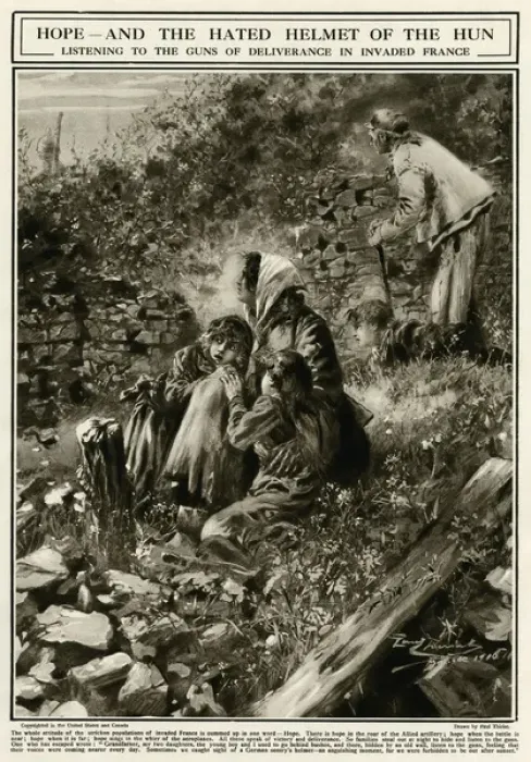 Framed Print : Listening to the guns of deliverance in invaded France 1916 Framed Print : Listening to the guns of deliverance in invaded France 1916