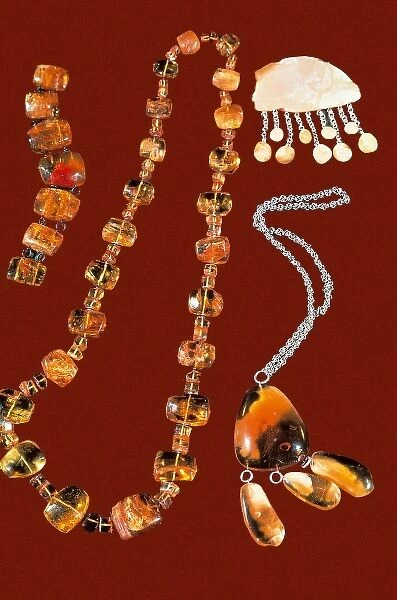 LITHUANIA. Amber necklaces and other objects. Jewelry