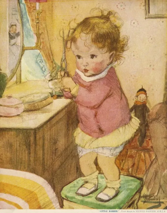 Framed Print : Little Barber by Muriel Dawson Framed Print : Little Barber by Muriel Dawson