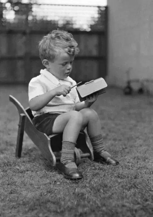 Framed Print : Little boy sitting in a wheelbarrow Framed Print : Little boy sitting in a wheelbarrow