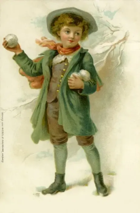 Framed Print : Little boy with snowballs Framed Print : Little boy with snowballs
