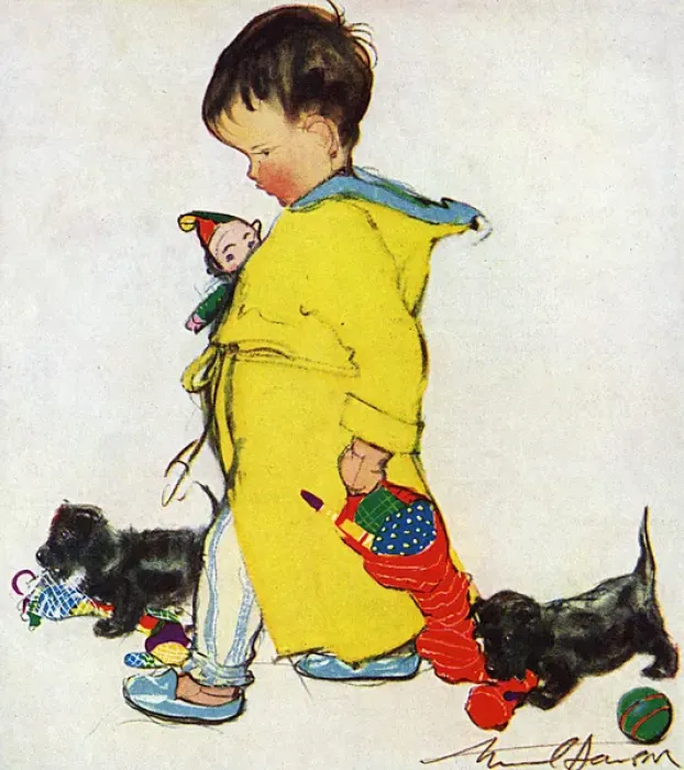 Framed Print : Little boy in yellow dressing gown by Muriel Dawson Framed Print : Little boy in yellow dressing gown by Muriel Dawson