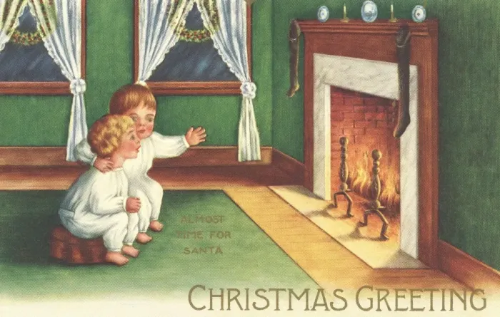 Framed Print : Two little boys waiting for Santa Framed Print : Two little boys waiting for Santa