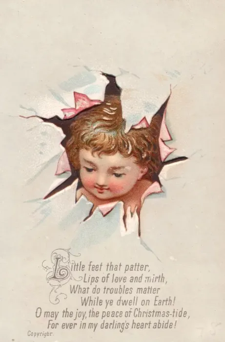 Framed Print : Little child on a Christmas card Framed Print : Little child on a Christmas card