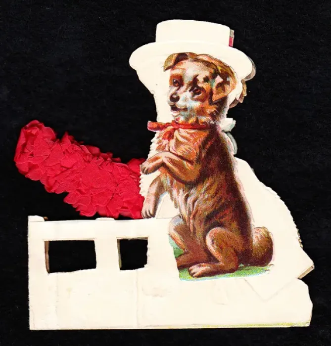 Framed Print : Little dog on a three-dimensional greetings card Framed Print : Little dog on a three-dimensional greetings card