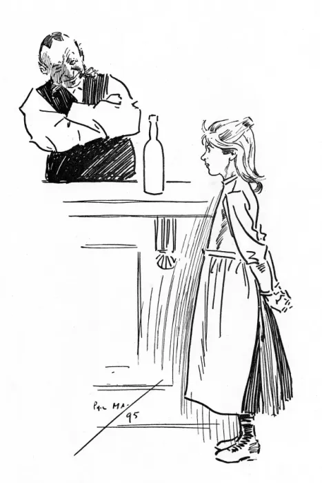 Framed Print : Little girl approaching pub bar to ask for Brandy Framed Print : Little girl approaching pub bar to ask for Brandy