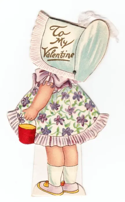 Framed Print : Little girl in a bonnet on a Valentine card Framed Print : Little girl in a bonnet on a Valentine card