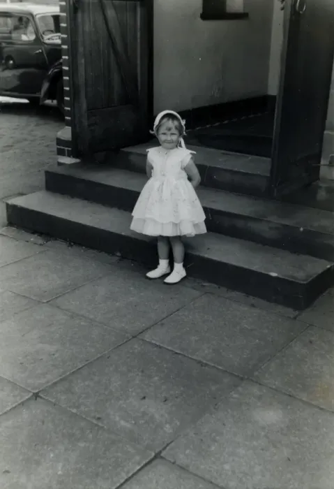 Framed Print : Little Girl on Church Hall Steps, Southampton Area, Hampshir Framed Print : Little Girl on Church Hall Steps, Southampton Area, Hampshir